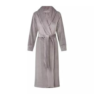 Skims Long Velour Robe in Smoke Gray